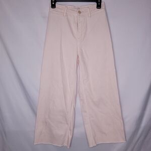 Rebecca Taylor Cropped Jeans 24 Pink High Rise Wide Leg